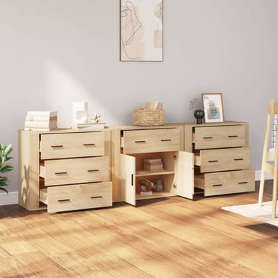 vidaXL - Dressoirs - 3 - st - bewerkt - hout - sonoma - eiken