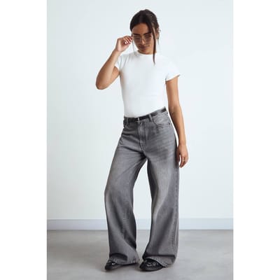 boohoo Dames Geribde korte mouw lang gesneden nauwsluitende top | Wit | Maat: 34