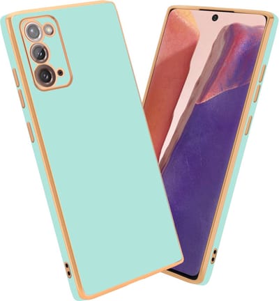 Cadorabo Hoesje geschikt voor Samsung Galaxy NOTE 20 in Glossy Mintgroen - Goud - Beschermhoes Case Cover van flexibel TPU-silicone en met camerabescherming