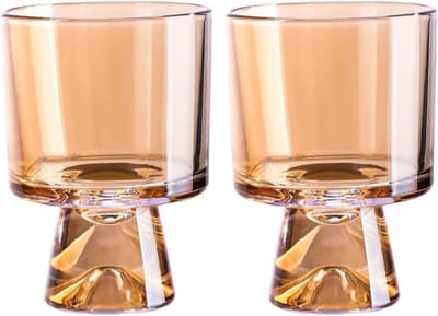 Elegante handgeblazen glazen kopjes van 230 ml met hoge handgreep voor sprankelende dranken, koffie en desserts - Set van 2 loodvrije glazen