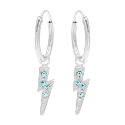 WeLoveSilver - zilveren oorstekers meisjes - bliksemschicht - aquamarijn - 14mm