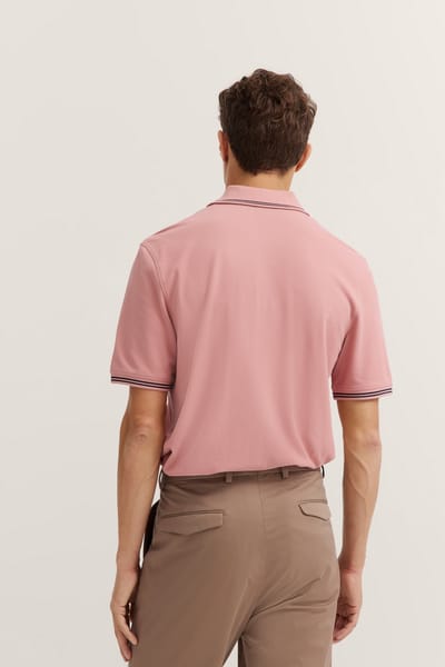 Bugatti Herren Polo met contrasterende strepen en borduursel op de borst
