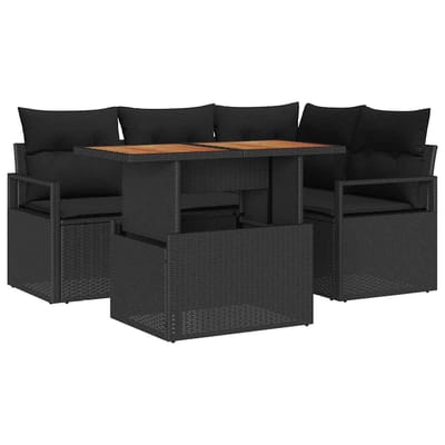 vidaXL - Tuinbank - Set - 5 - st - 4-Aantal - zitplaatsen - Zwart - en - Bruin