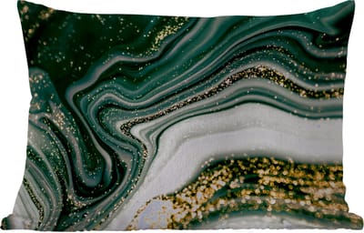 Buitenkussens - Marmerlook - Goud - Groen - Glitter - Design - Marmer - 60x40 cm - Weerbestendig