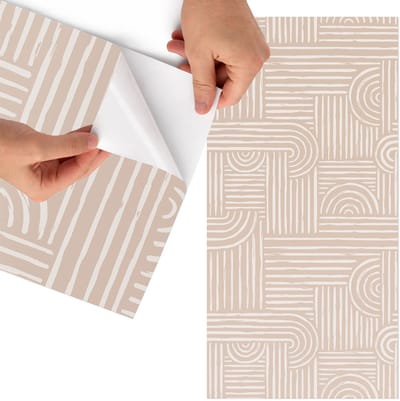 Tulup Meubelfolie - Beige strepen Plakfolie Meubels - 75x150 cm - Beige Meubelfolie - Decoratiefolie Zelfklevend - Minimalist Meubelfolie - Meubelfolie Zelfklevend - Badkamer decoratie - Geometrie