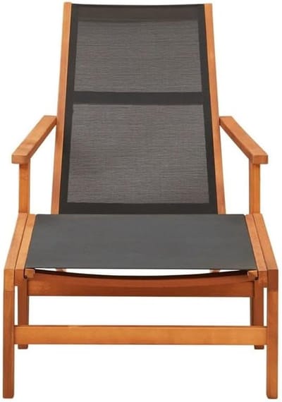 Tuinstoel met voetsteun - Lounge stoel - Buiten ontspannen - Massief eucalyptushout - 64 x 92 x 83 cm - Zwart