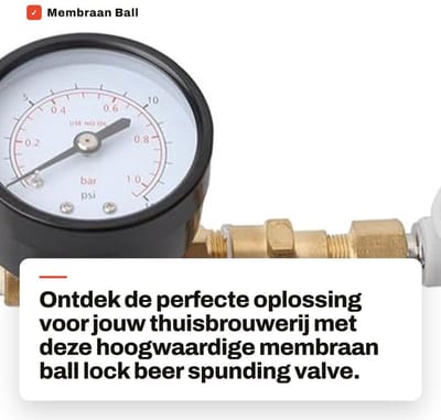 Dailygoods- Drukontlastklep Verstelbaar 0-15 PSI - Spunding Valve - Ball Lock - Gasmeter - Hoogwaardig Koper - Duurzaam - Drukregelaar