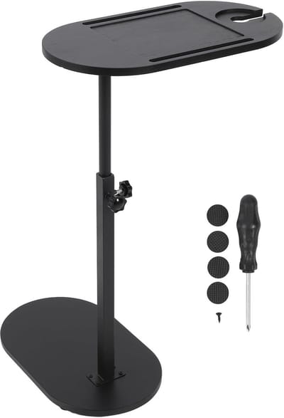 C-vormige bijzettafel - Draaibare tafel - Laptop werkplek - 360 graden draaibaar - Verstelbare hoogte - Zwart