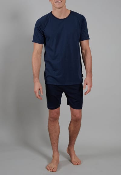 Ceceba heren shortama O-hals - donkerblauw gestreept