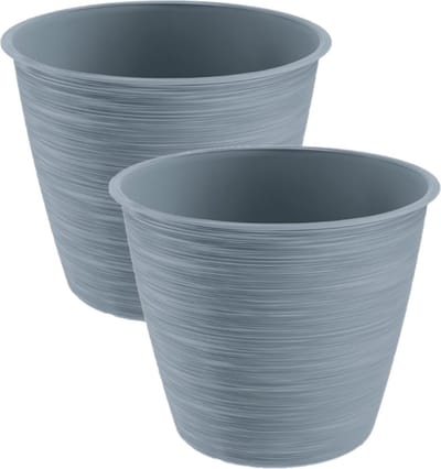 Prosperplast Plantenpot/bloempot Paintstripe - 2x - kunststof - steengrijs - 15 x 12 cm - Paintstripe - stijlvol