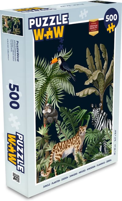 Puzzel Jungle - Planten - Dieren - Kinderen - Flamingo - Zebra - Legpuzzel - Puzzel 500 stukjes