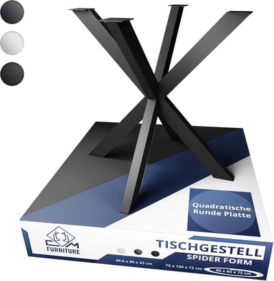 Tafelpoten Spider - Tafelonderstel Kruisframe - Tafel Maken - Staal met poedercoating - 72x80x80 cm - Zwart