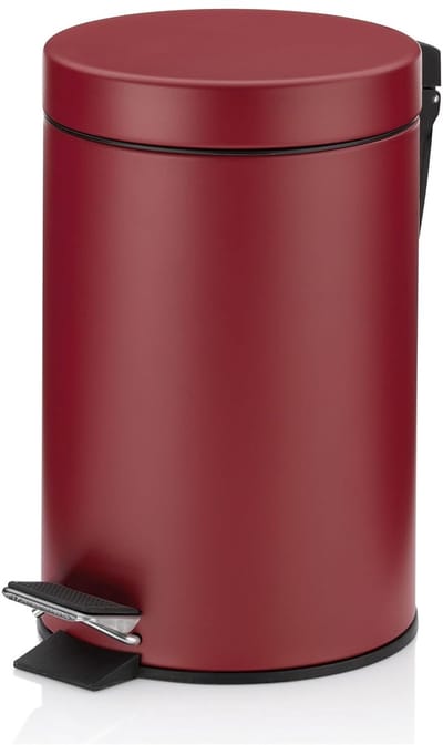 Badkamer Pedaalemmer 3L – Metaal met Pedaal & Binnenemmer – Compacte Afvalemmer voor Toilet & Badkamer – Framboosrood Mat