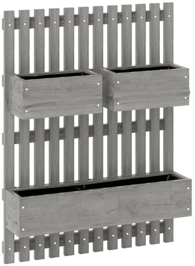 Plantenbak met Klimrek - Bloembakkenset - Wandmontage - Bloembak - Tuinrek - Tuinbed - Plantenrek - Tuinbak - voor Bloemen, Fruit, Groenten & Kruiden - 60 x 16 x 80 cm - Grijs