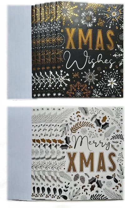 Kerstkaarten – 12 Stuks – X MAS Wishes - 11 x 15 cm – K-175