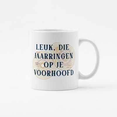 Grappige Tekst Koffiemok – “Leuk Die Jaarringen Op Je Voorhoofd” – 330 ml Keramische Mok Cadeau
