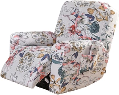 Zomer Kleurige Stoelhoezen, Elastische 4-Delige Set voor Recliners en Loungestoelen met Zakjes, Bescherming en Stijl voor Meubels
