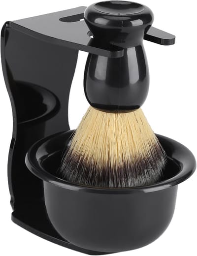 Dailygoods - 3-in-1 Scheerapparaat - Professioneel Scheerset - Hoogwaardige Beleving - Zwart - Scheerkwast en Houder - Perfect voor Iedere Man - Inclu...