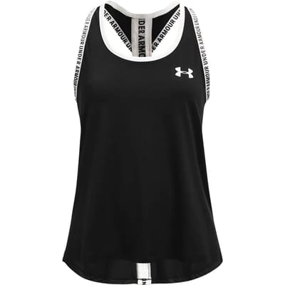 Under Armour Tech Knockout Tank-BLK Meisjes Sportshirt - Zwart - Wit