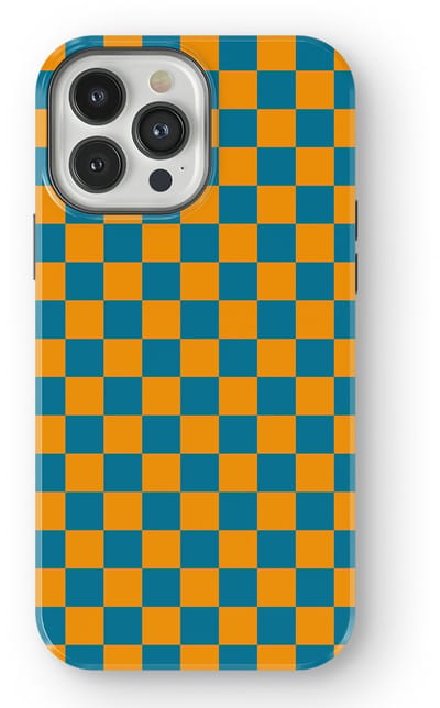 Design Hoesje geschikt voor iPhone 13 Pro Max | Geschikt Voor Mag | Tiny Squares Checkered Print | Backcover geschikt voor iPhone 13 Pro Max Petrol Pop