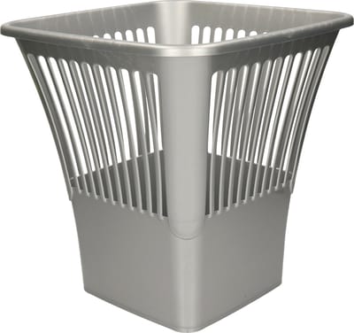 Plasticforte Afvalbak/vuilnisbak - prullenbak - plastic - zilvergrijs - 30 cm - kantoor