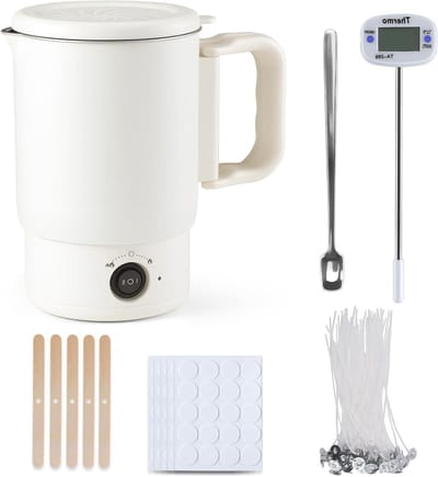 Wax Smelter - Smeltkroes Set - Kaarsen Maken - Met Uitgiet tuit - 800 ml - Zilver