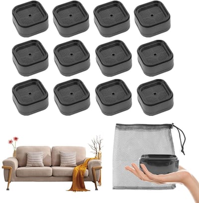Dailygoods- Meubelverhogers 5 cm - Verstelbare verhogers - Kunststof - Zwart - 12 stuks - Geschikt voor meubelpoten 5 cm - Meubelverhoger