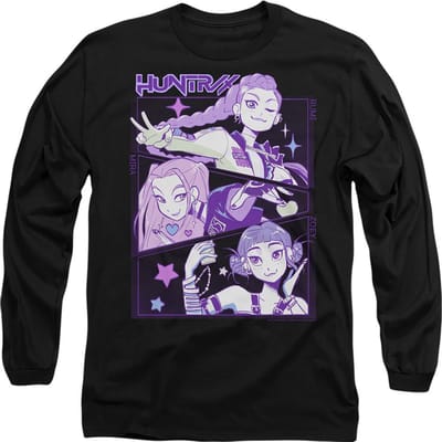 K-Pop Demon Hunters Unisex Adult Huntr/X Anime T-shirt met lange mouwen (Zwart)