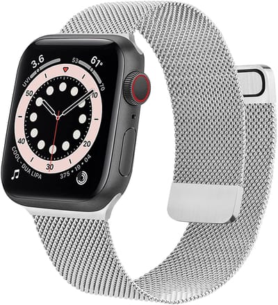 Geschikt voor Apple Watch 42mm / 41mm / 40mm / 38mm (Series 1/2/3/4/5/6/7/8/9/10/11/SE1/SE2/SE3) - Magnetische RVS Bandje Zilver