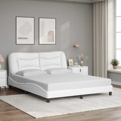 vidaXL - Bedframe - zonder - matras - "Hvar" - kunstleer - wit - 160x200 - cm