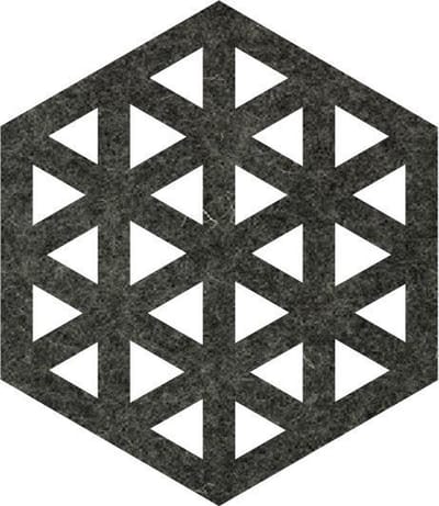 Design Hexagon vilt onderzetters - Gemeleerd antraciet - 6 stuks - ø 10 cm - Tafeldecoratie - Glas onderzetter - Cadeau - Woondecoratie - Tafelbescherming - Onderzetters voor glazen - Keukenbenodigdheden - Woonaccessoires - Tafelaccessoires