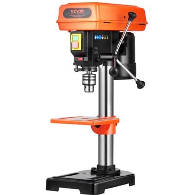 VEVOR 203,2 mm tafelboormachine, 500 W inductiemotor, kolomboormachine met regelbaar toerental van 500 tot 2500 tpm, 0-45° kantelbare werktafel, LED, tafelboormachine voor hout en metaal