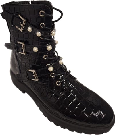 LUCKYSHOES-CROCODILELOOK-PEARLS-3 RIEMEN MET GESP-PROFIELZOOL-39