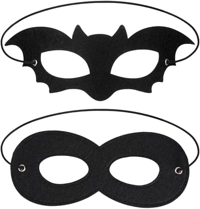 Dailygoods- Vleermuismasker 2-delig - Oogmasker - Halloween - Maskerade - Vilt - Zwart - Feestmasker