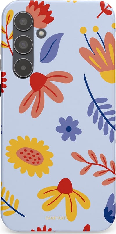Casetastic hoesje geschikt voor Samsung Galaxy A55 - Dubbellaagse bescherming - Bloemenval - Fashion Case - Lavendel Goud Terracotta