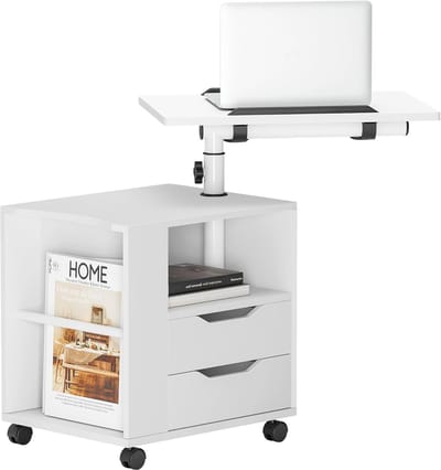 Verstelbare Bedside Tafel met Opbergruimte en Draaiplank – Hoofdkamer Meubel met Wielen