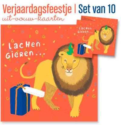 De Kaartenmakers Uitnodigingen kinderfeest - Voor een - Leeuw. voor feestje - Met enveloppen