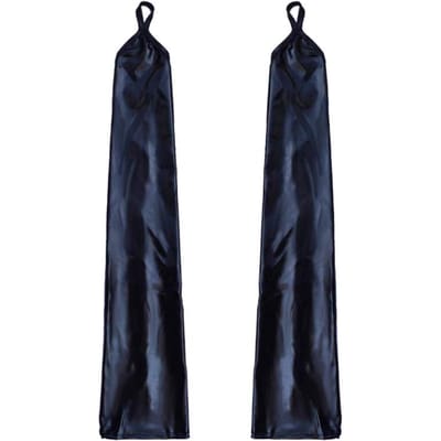 Gants Sexy en Cuir Verni à Crochet pour les Doigts Nightclub Pole Dance Performance de Scène Halloween Cosplay Manches de Bras Sans Doigts 48cm blue