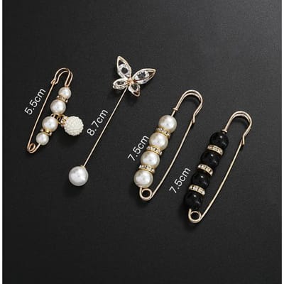 Mode Parel Strass Broche Pin Broches Voor Vrouwen Trui Shirt Reversspeld Gesp Broche Spelden Set Kleding Accessoires Cadeau black