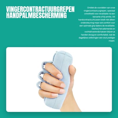 Dailygoods- Vingercontractuurgrepen - Zweetbestendig handcontractuurkussen - Ergonomisch ontwerp - Voorkomt verklevingen/zweren - Geschikt voor revalidatie - Ademend en sneldrogend - Vingertrainer