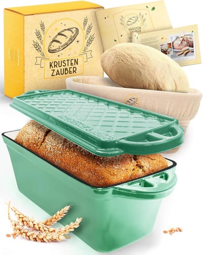 Broodbakvorm met deksel - Gietijzeren pan - Brood bakken - Gelijkmatige warmteverdeling - 28 cm - Rood