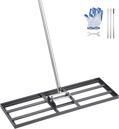 Gazonhark Nivelleerapparaat - Bodem Egaliseren - Tuin Onderhoud - Verstelbaar Koolstofstaal - 213 cm Handvat - Zwart
