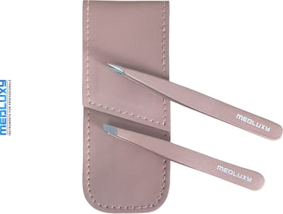 MEDLUXY® - Epileerpincet Set - Slant & Point - Petite Rosé Gold Set - Inclusief etui - [EP0212] (epileer pincet - cadeau set - wenkbrauwen epileren en stijlen)