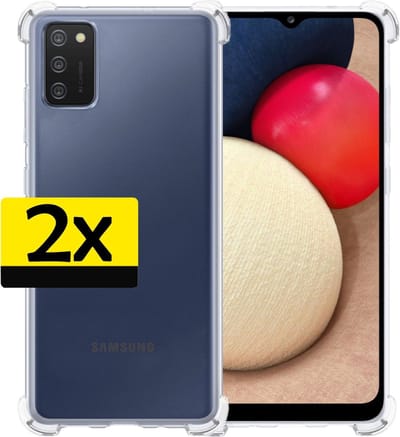 Hoesje - 2 Stuks - Geschikt voor Samsung Galaxy A02s - Sterk & Shockproof - Siliconen Case - Back Cover - Telefoon Hoes Shock Proof - Telefoonhoesjes - Transparant