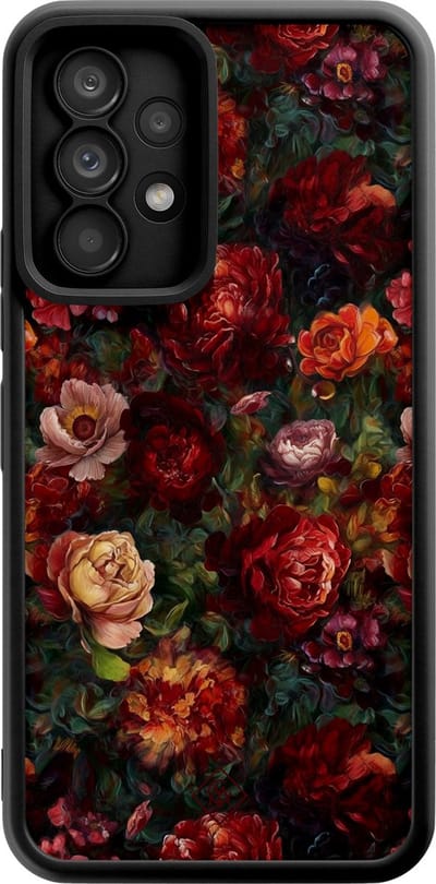Casimoda® hoesje - Geschikt voor Samsung Galaxy A52 5G - Floral Red Garden - Zwart TPU Backcover - Bloemen - Rood