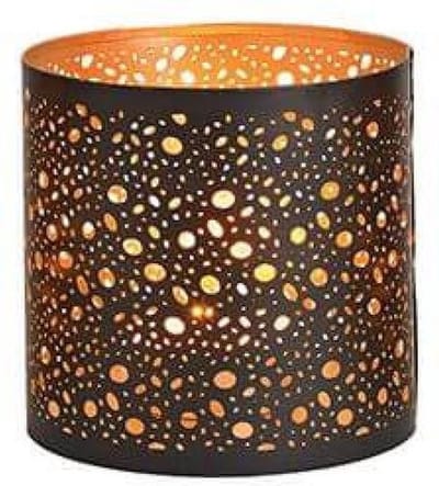 G. Wurm Waxinelichthouder - voor theelichtjes - zwart met goud - 13 cm - Kaarsenhouders/lantaarns - Sfeer lichtjes