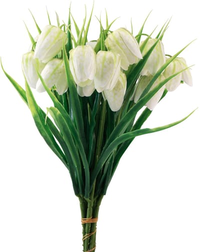 Fritillaria Wit Geblokt Bord Bloem Kunstbloemen 38cm 6 st., 6 stuks