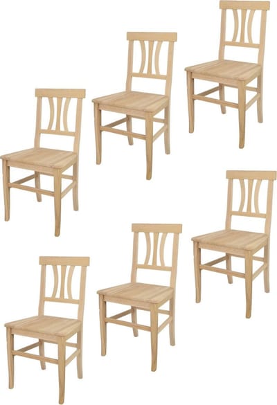 Tommychairs Artemisia - Eetkamerstoelen - Set van 6 - Naturel - Hout
