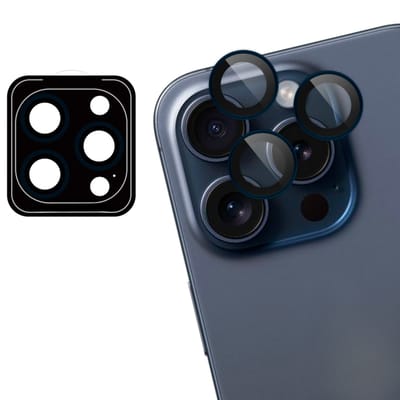 imoshion Camera Lens Protector - Geschikt geschikt voor Apple iPhone 15 Pro Max/ geschikt voor Apple iPhone 15 Pro - 2 Pack - Blue Titanium
