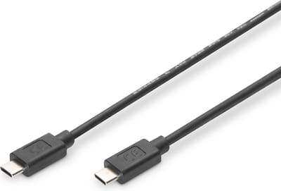 Digitus USB-kabel USB 2.0 USB-C stekker, USB-C stekker 1.00 m Zwart Afgeschermd AK-300155-010-S